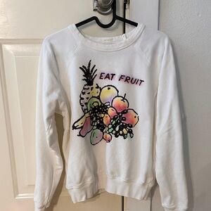 MOTHER White Graphic Sweater “Ear Fruit”